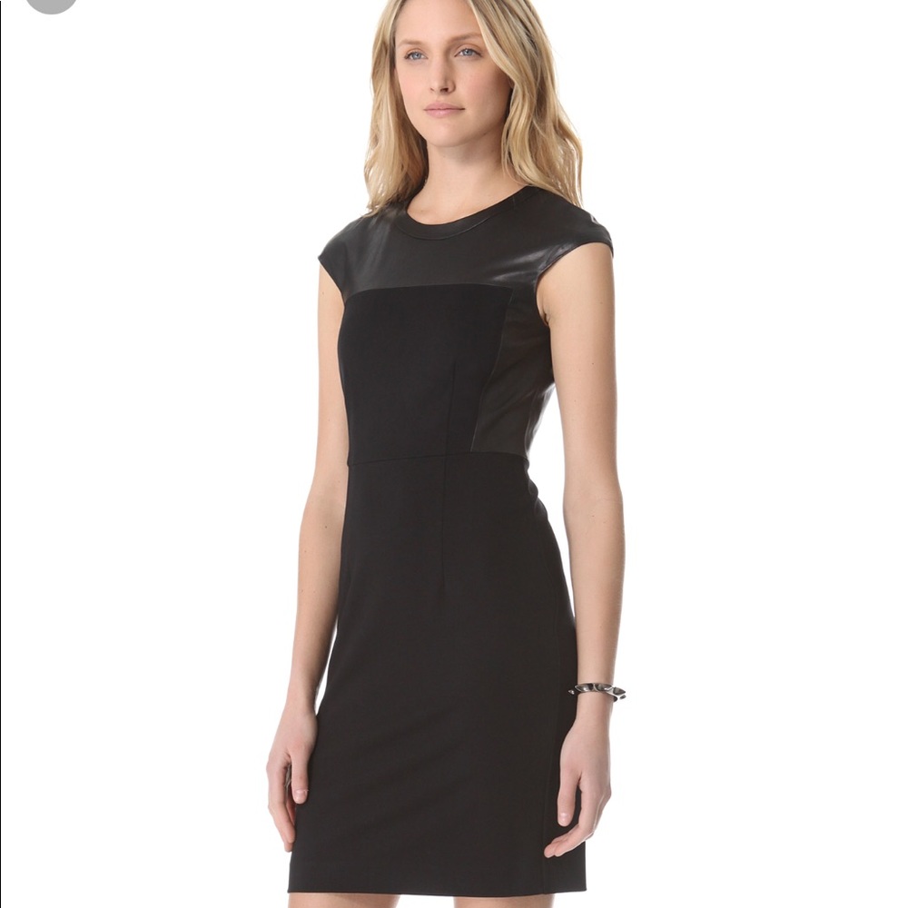 Theory Jada CK Leather Combo Dress